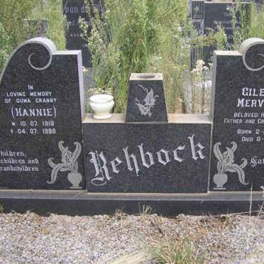 REHBOCK Giles Mervyn 1912-1970 &amp;  Hannie 1918-1998