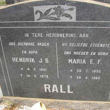 RALL  Hendrik J.S. 1881-1978 &amp; Maria E.F. 1892-1969