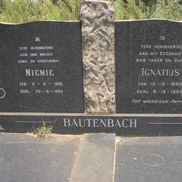 RAUTENBACH Ignatius 1908-1969 &amp; Miemie 1903-1993