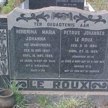 ROUX Petrus Johannes, le 1893-1954 &amp; Hendrina Maria Johanna SPANGENBERG 1897-1959