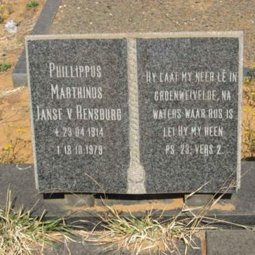 RENSBURG Phillippus Marthinus, Janse v. 1914-1975