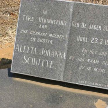 SCHUTTE Aletta Johanna nee DE JAGER 1917-1986