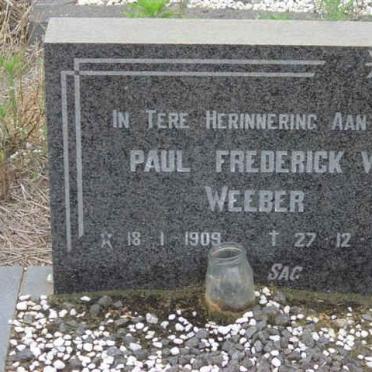 WEEBER Paul Frederick W. 1909-1973