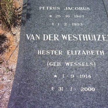 WESTHUIZEN Petrus Jacobus, van der 1907-1993 &amp; Hester Elizabeth WESSELS 1914-2000