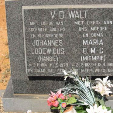 WALT Johannes Lodewicus, v.d. 1914-1979 &amp; Maria C.M.C. 1922-1989