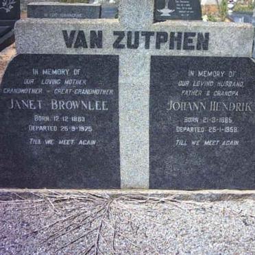 ZUTPHEN Johann Hendrik, van 1885-1959 &amp; Janet Brownlee 1883-1975