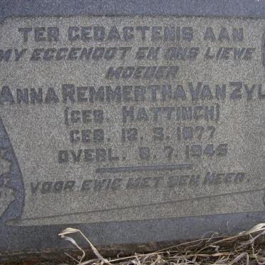 ZYL Anna Remmertha, van néé HATTINGH 1877-1945