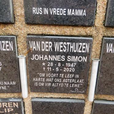 WESTHUIZEN Johannes Simon, van der 1947-2020