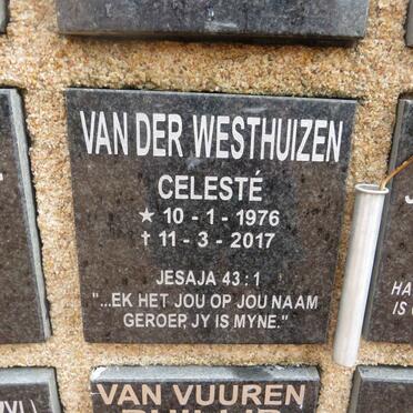 WESTHUIZEN Celesté, van der 1976-2017