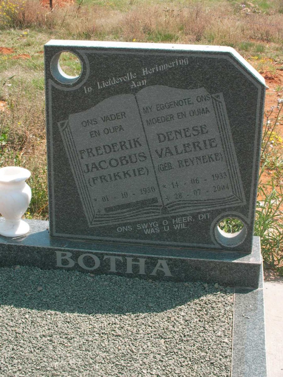 BOTHA Frederik Jacobus 1930- &amp; Denese Valerie REYNEKE 1933-2004