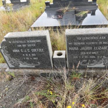 COETZEE Anna C.J.G. 1913-1983 :: COETZEE Maria Jacoba Elizabeth nee V.D.WALT 1909-1961