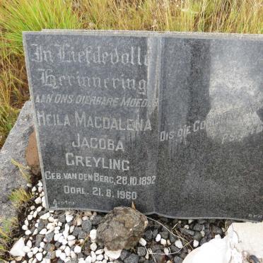 GREYLING Heila Magdalena Jacoba nee VAN DEN BERG 1892-1960