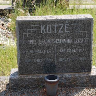 KOTZÊ Philippus Erasmus 1871-1953 &amp; Catharina Elizabeth 1877-1966