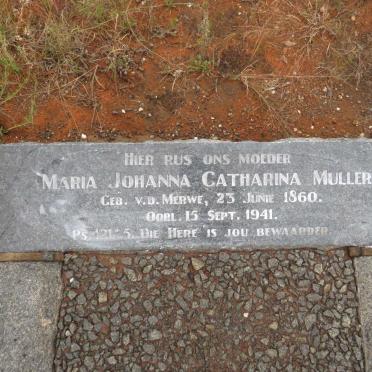 MULLER Maria Johanna Catharina nee V.D. MERWE 1860-1941