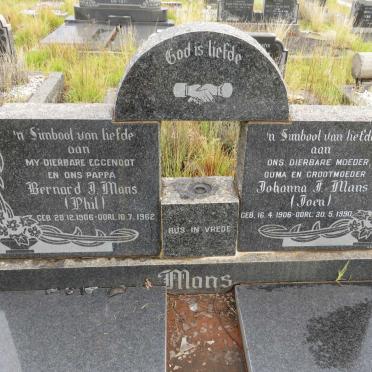 MANS Bernard J. 1906-1962 &amp; Johanna J. 1906-1990