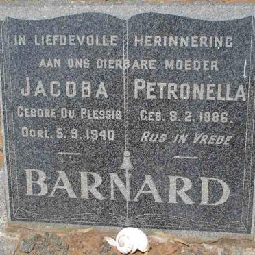 BARNARD Jacoba Petronella nee DU PLESSIS 1886-1940