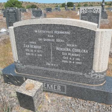 BEKKER Jan Hendrik 1877-1946 &amp; Hendrina Corilena HENDRIKZ 1881-1953