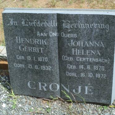 CRONJE Hendrik Gerrit 1870-1932 &amp; Johanna Helena GERTENBACH 1876-1972