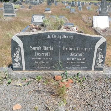 FOXCROFT Herbert Lawrence 1871-1940 &amp; Sarah Maria BLAND 1872-1952