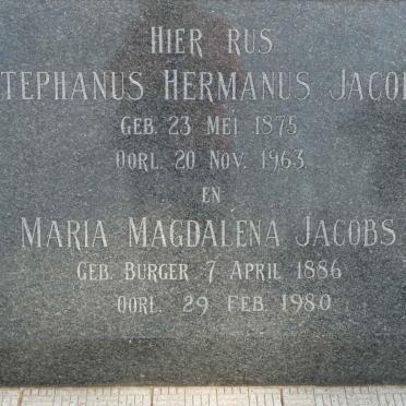 JACOBS Stephanus Hermanus 1875-1963 &amp; Maria Magdalena BURGER 1886-1980