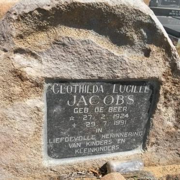 JACOBS Clothilda Lucille nee DE BEER 1924-1991