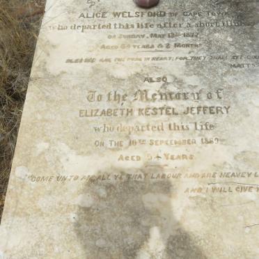 JEFFERY Elizabeth Kestel -1869 :: WELSFORD Alice -1877