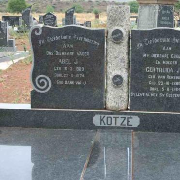 KOTZE Abel J. 1883-1974 &amp; Gertruida J.E. VAN RENSBURG 1886-1964