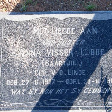 LUBBE Anna Visser nee V.D. LINDE 1907-1969