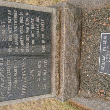 LOUW Dirk Johannes 1875-1943 :: LOUW Schalk Willem 1926-2001 &amp; Doreen Barbara 1936-2012