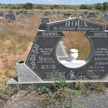 ROUX Johannes Jurgens 1947-1991 &amp; Mirinda PIENAAR 1950-2001
