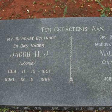 RENSBURG Jacob H.J., van 1891-1968 &amp; Maude M. SEM 1900-1992