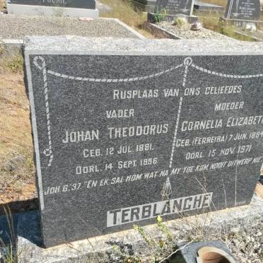 TERBLANCHE Johan Theodorus 1881-1956 &amp; Cornelia Elizabeth FERREIRA 1884-1971