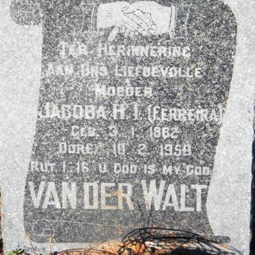 WALT Jacoba H.I., van der nee FERREIRA 1862-1958