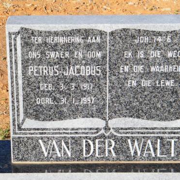 WALT Petrus Jacobus, van der 1917-1997