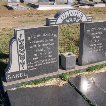 OLIVIER Sarel W. 1907-1968 &amp; Aletta E. MEYBURGH 1908-1974