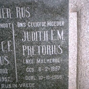 PRETORIUS Judith E.M. MALHERBE 1887-1958