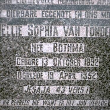 TONDER Ellie Sophia, van nee BOTHMA 1892-1952 