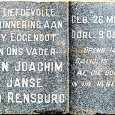 RENSBURG Jan Joachim, Janse van 1884-1943