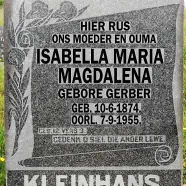 KLEINHANS Isabella Maria Magdalena nee GERBER 1874-1955