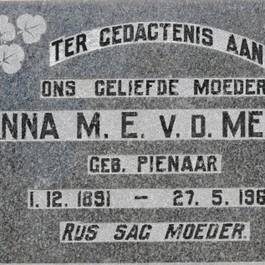 MERWE Anna M.E., v.d. nee PIENAAR 1891-1965