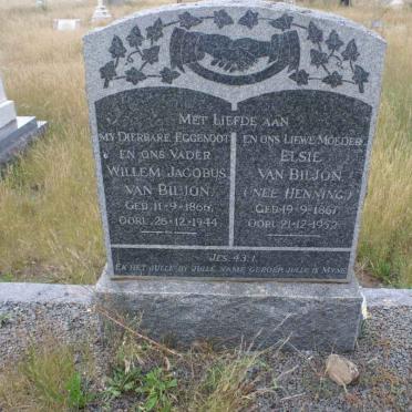 BILJON Willem Jacobus, van 1866-1944 &amp; Elsie HENNING 1867-1952