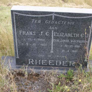 RHEEDER Frans J.C. 1904-1977 &amp; Elizabeth G.J. JANSE VAN VUUREN 1911-1981