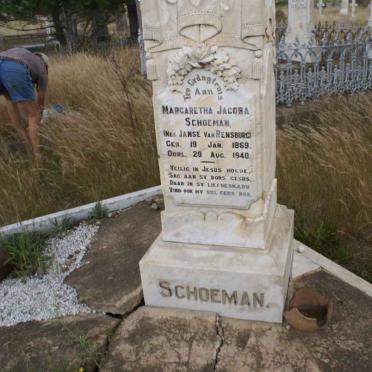 SCHOEMAN Margaretha Jacoba nee JANSE VAN RENSBURG 1869-1940