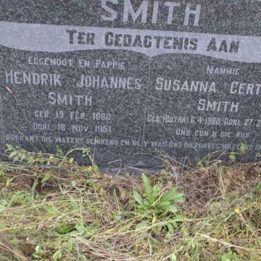 SMITH Hendrik Johannes 1888-1951 &amp; Susanna Gertina BOTHA 1890-1965