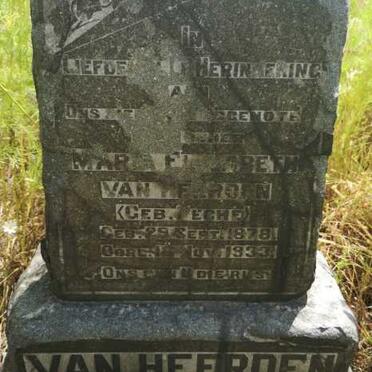 HEERDEN Maria Elizabeth, van nee PECHE 1878-1933