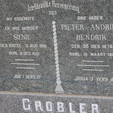 GROBLER Pieter Andries Hendrik 1876-1961 &amp; Sienie KOTZE 1881-1951