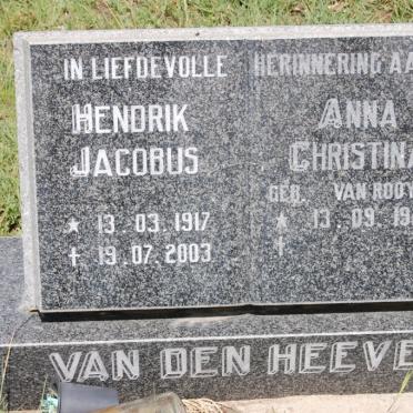 HEEVER Hendrik Jacobus, van den 1917-2003 &amp; Anna Christina VAN ROOYEN 1921-