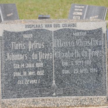 PREEZ Floris Petrus Johannes, du 1908-1952 &amp; Maria Christina Elizabeth 1912-1996