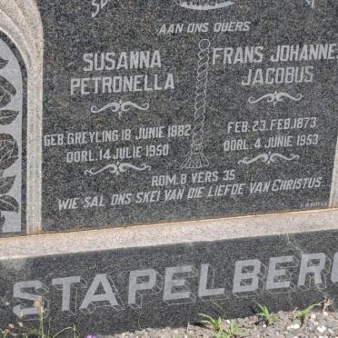 STAPELBERG Frans Johannes Jacobus 1873-1953 &amp; Susanna Petronella GREYLING 1882-1950
