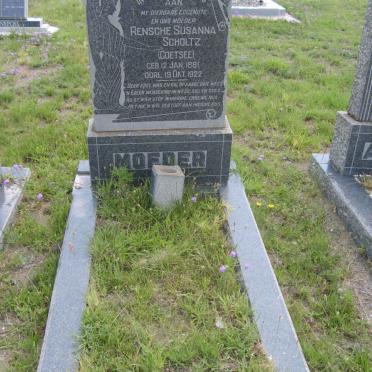 SCHOLTZ Rensche Susanna nee COETSEE 1881-1922 :: WHEELER Hester nee SCHOLTZ 1908-1994